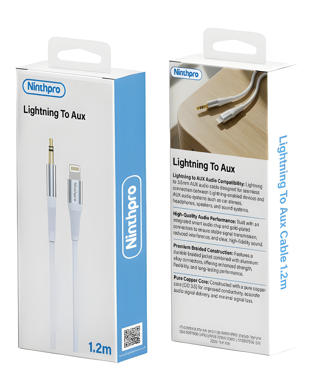 כבל שמע AUX 3.5 ממ ל-Lightning Ninthpro