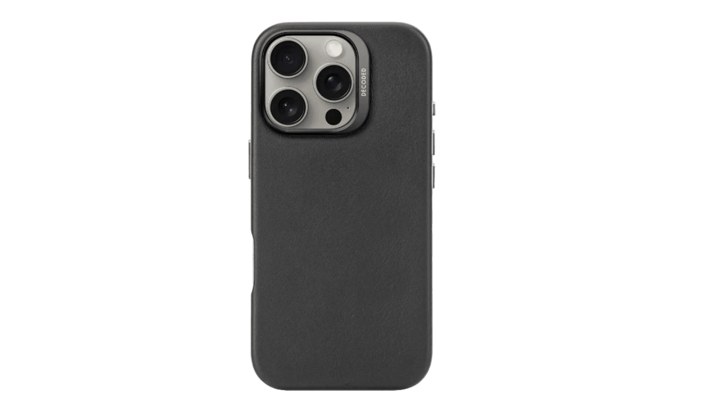 Decoded - Leather back cover 15 Pro Max -  דקודד כיסוי עור שחור ל15 פרו מקס