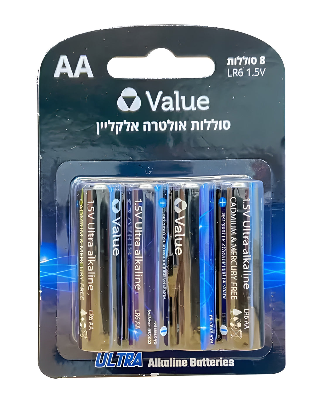 שמיניית סוללות אולטרה אלקליין AA LR6 1.5V Value