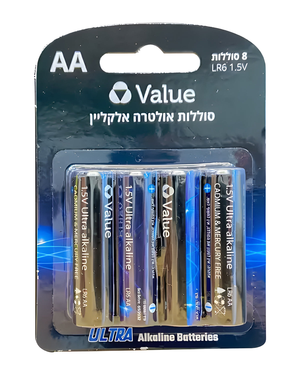 שמיניית סוללות אולטרה אלקליין AA LR6 1.5V Value